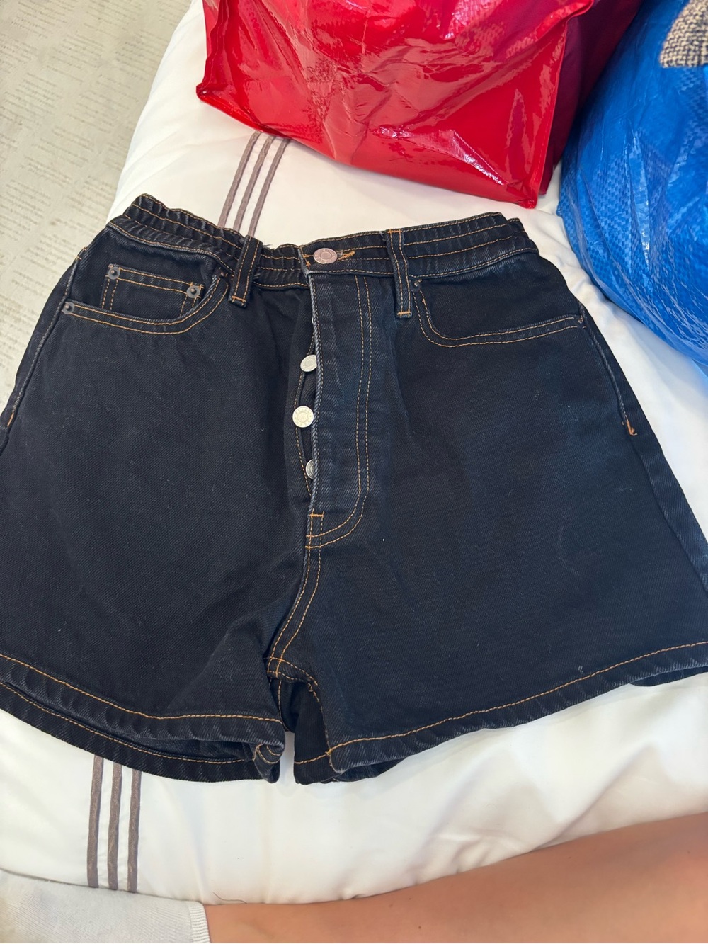 High-Rise Black Denim Button-Fly Women’s Shorts